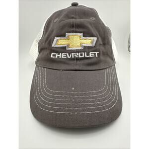 Chevrolet Hat Mesh-Back Strap-Back Gray White
